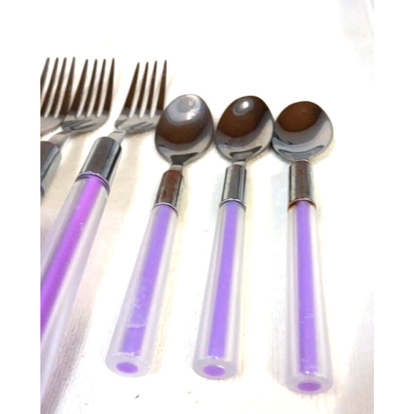 8 pc Acrylic VIOLET PURPLE Flatware Fork Teaspoons Spoons Mid Century Modern - Picture 11 of 11